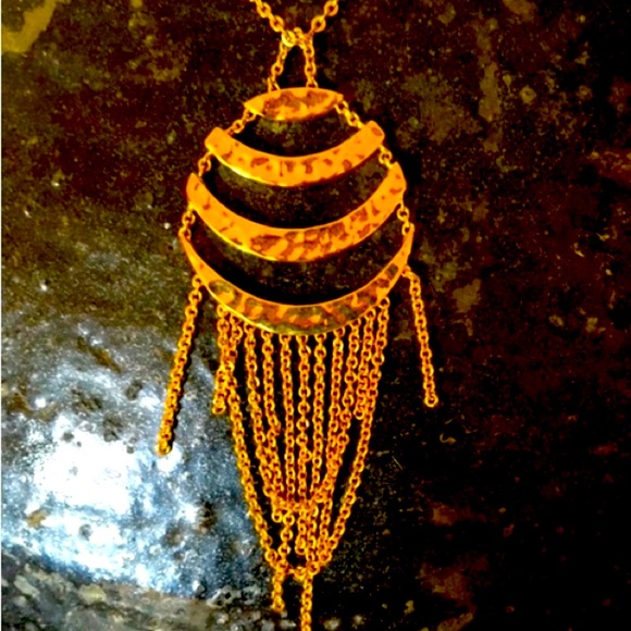 Cecile Jeanne necklace Paris tiered center crescent shaped w/branded peace dove - Picture 2 of 6